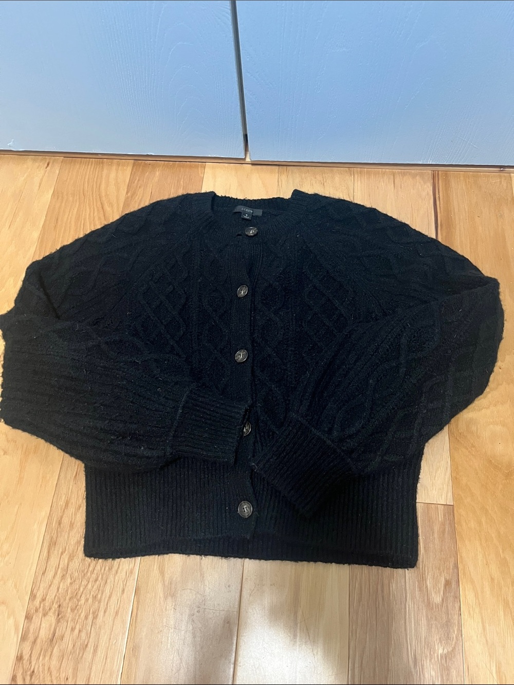 J. Crew Black Cable-Knit Button Cardigan